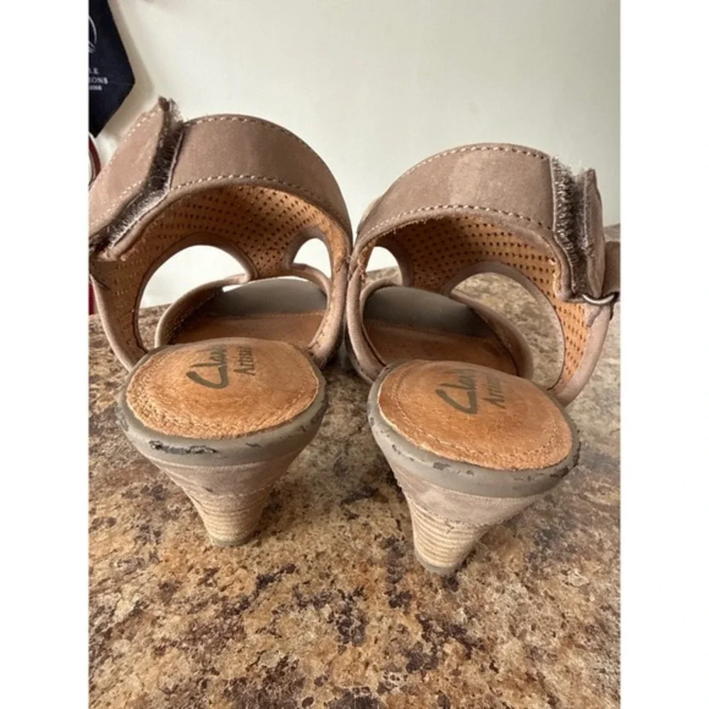 Clarks‎ Open Toe Slingback Evant Julie Style Size 6.5 Leather Boho Chic Summer